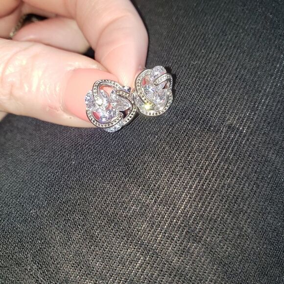 Sterling Silver Floating Stud Earrings - Picture 3 of 4